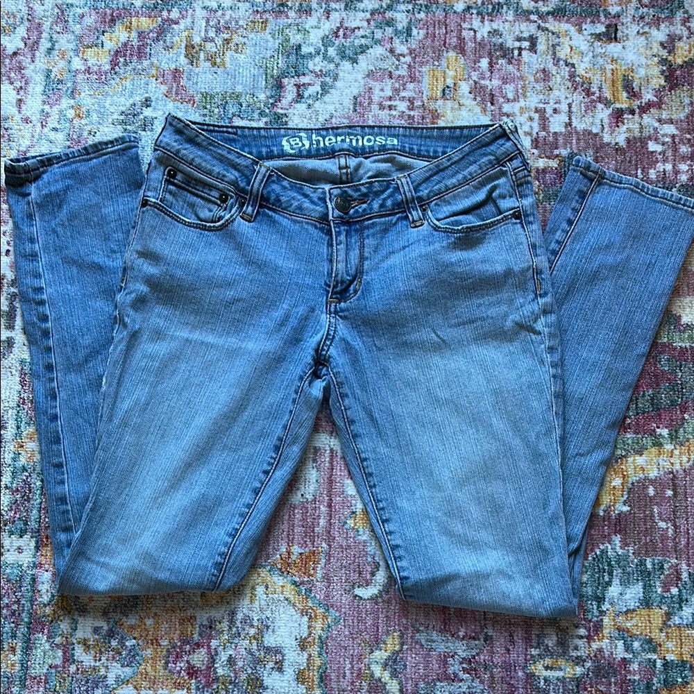 Bullhead Hermosa Skinny Jeans | Mid-Rise Stretch Denim | Size 7 | Light Wash Y2K